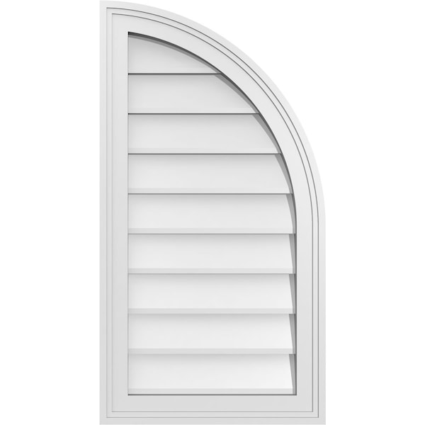 Ekena Millwork Quarter Round Top Right Surface Mount PVC Gable Vent w/ 2"W x 2"P Brickmould Sill Frame, 16"W x 30"H GVPQR16X3003SN - main